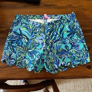Lilly Pulitzer High Waist Blue and Green Shorts